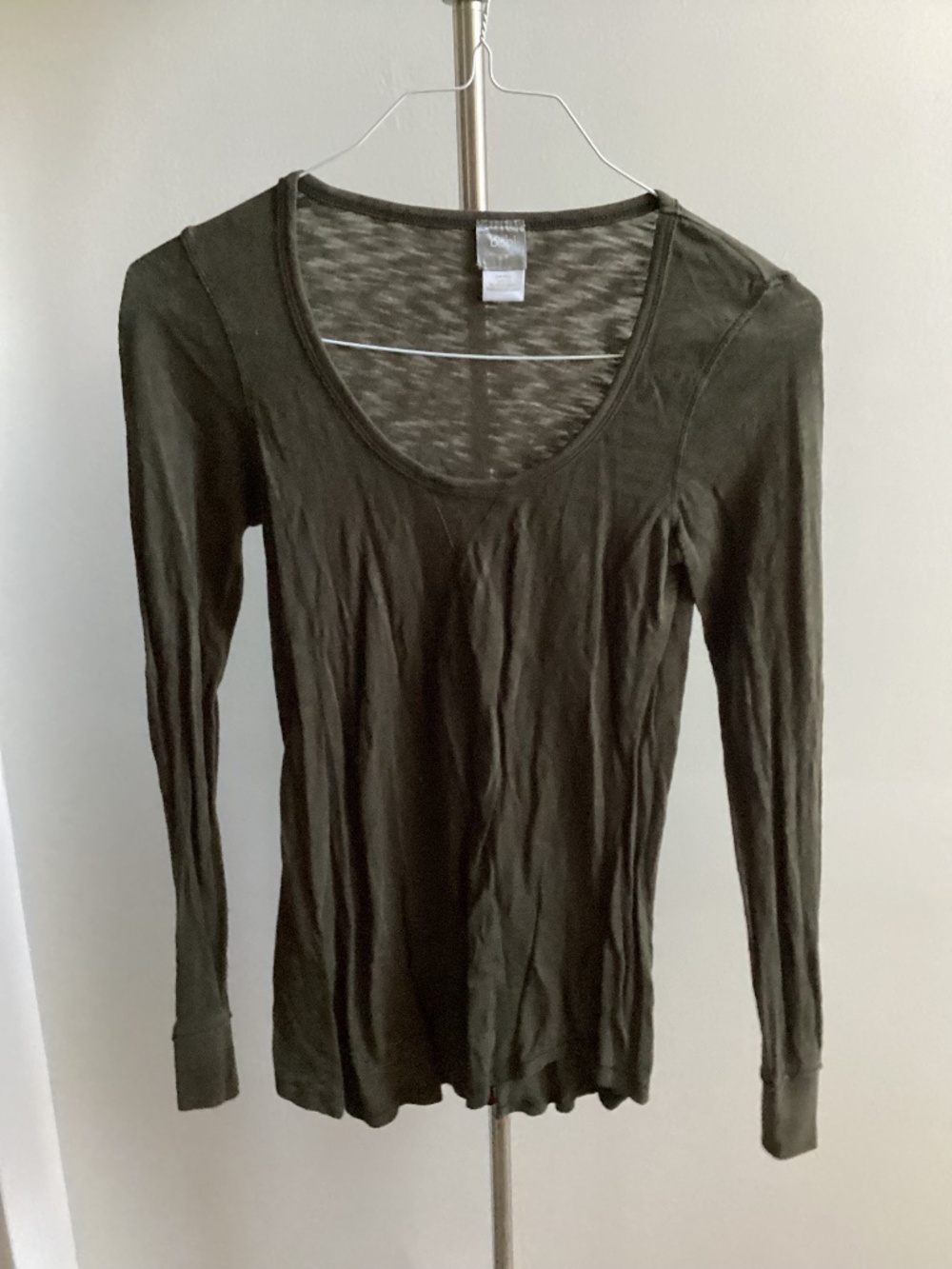 Olive “burnout” long sleeve top